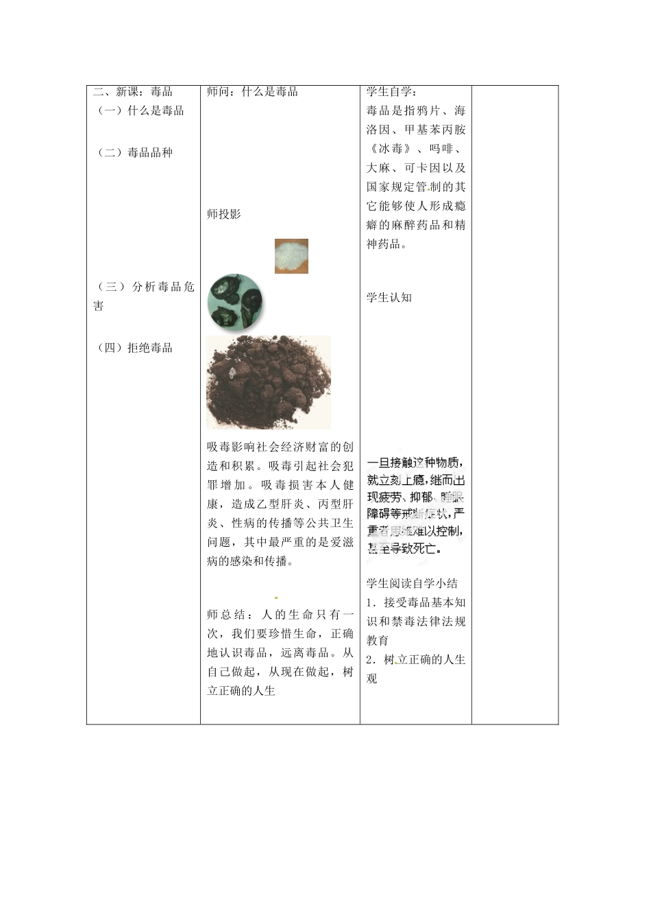 江苏省丹阳市第三中学八年级生物下册《24-2 珍爱生命 拒绝毒品》教案 苏科版_第2页