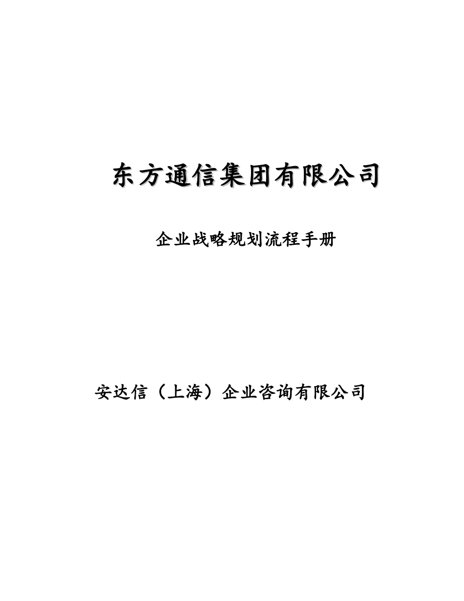 东方通信战略规划流程手册_第1页