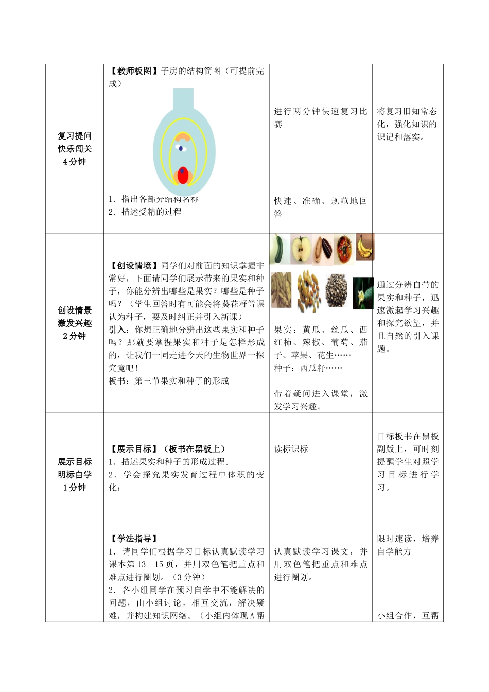 -八年级生物上册 4.1.3 果实和种子的形成（第1课时）优秀教案 （新版）济南版-（新版）济南版初中八年级上册生物教案_第2页