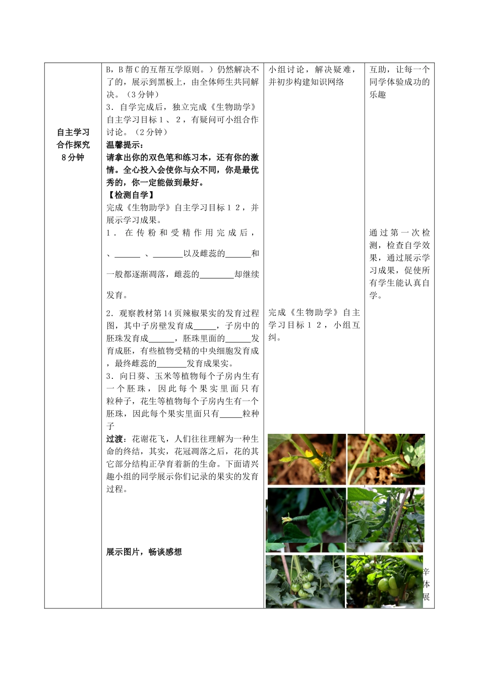 -八年级生物上册 4.1.3 果实和种子的形成（第1课时）优秀教案 （新版）济南版-（新版）济南版初中八年级上册生物教案_第3页