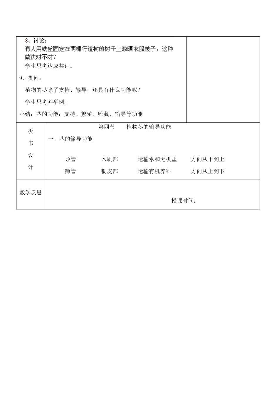 江苏省南京市上元中学七年级生物上册 5.4 植物茎的输导功能教案2 苏教版_第3页