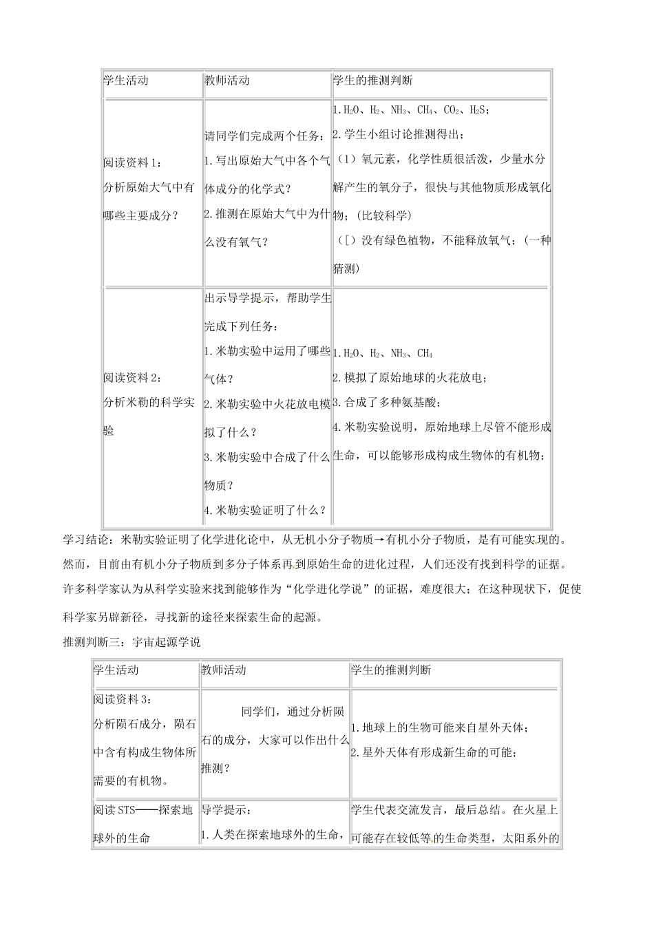 八年级生物下册 7.3.1 地球上生命的起源教案1 新人教版_第2页