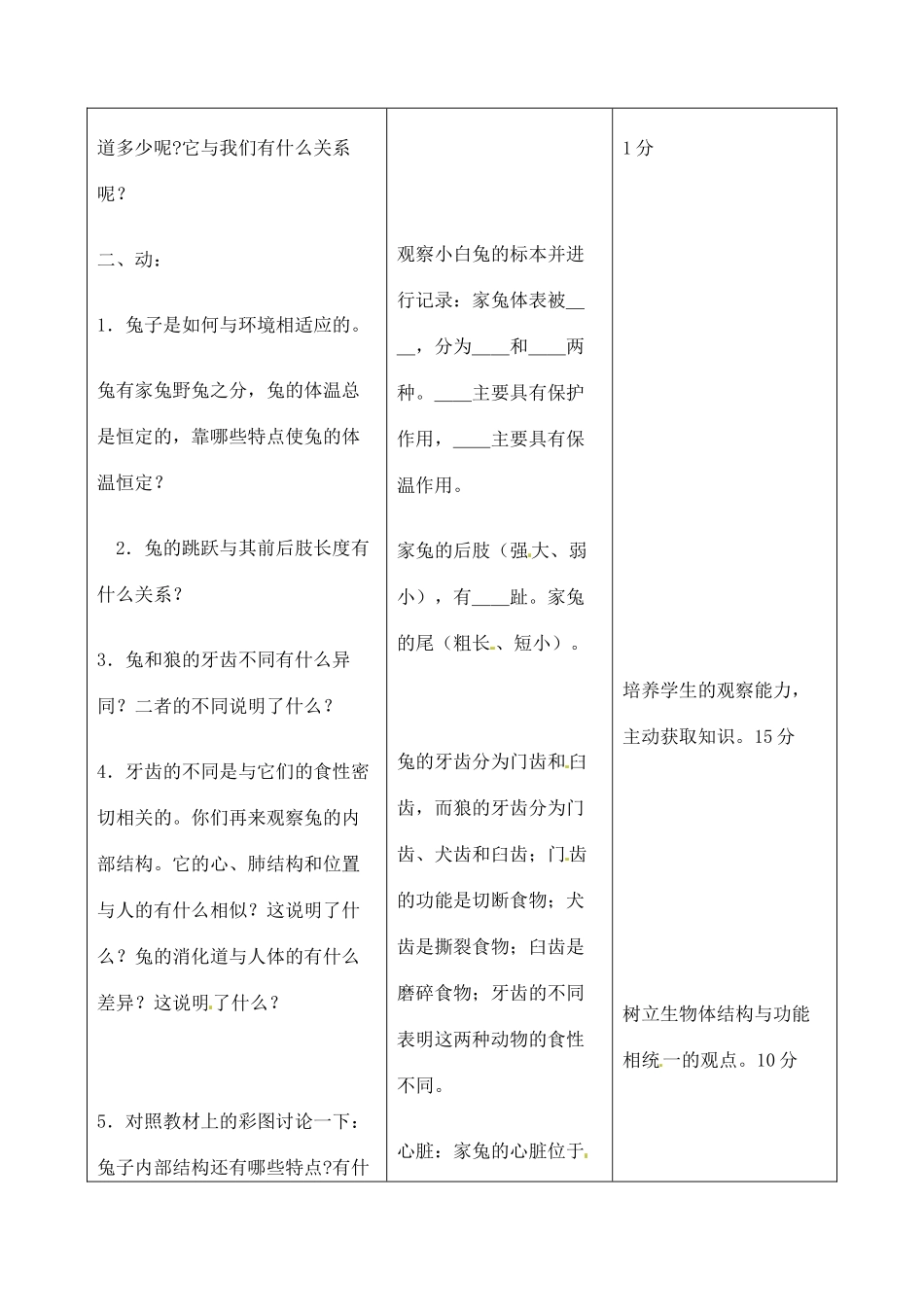 八年级生物上册 5.1.7 哺乳动物教案 （新版）新人教版_第2页