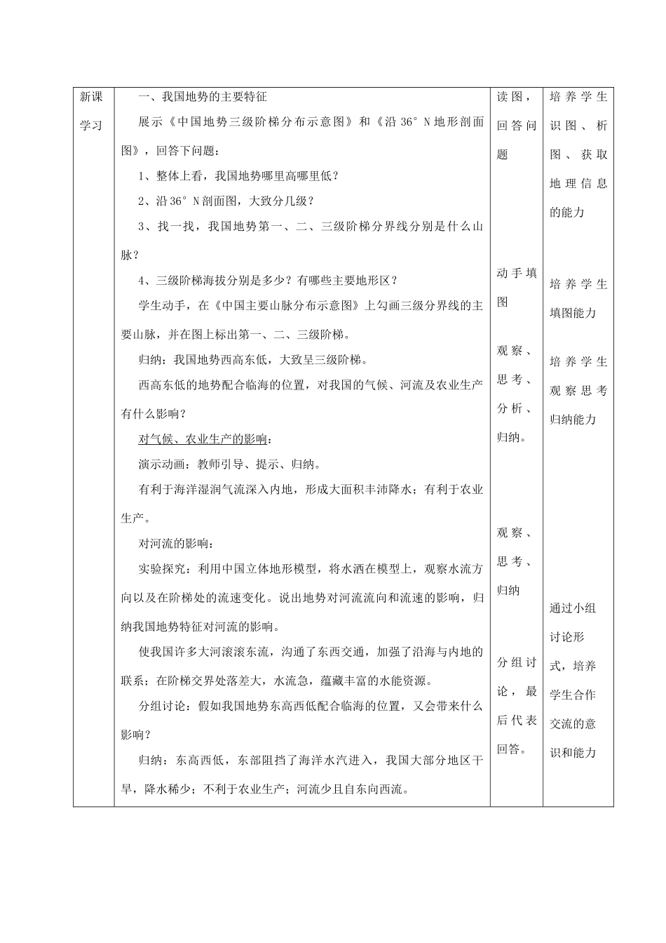 八年级地理上册 2.1 地形教学设计 （新版）粤教版-（新版）粤教版初中八年级上册地理教案_第3页