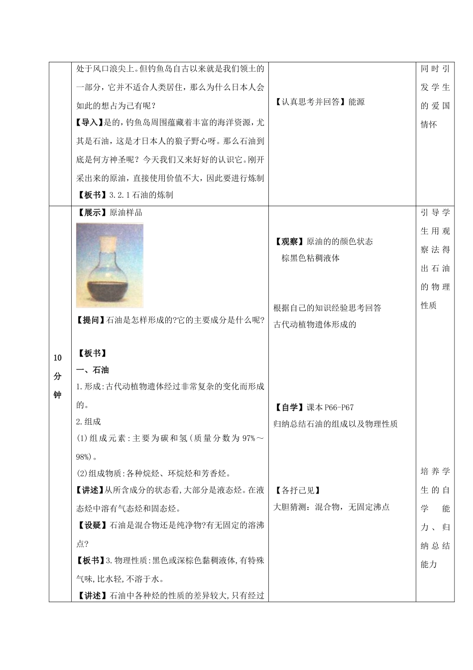 高中化学 第三章 第2节 石油和煤、重要的烃 第1课时 石油的炼制教案 鲁科版必修2-鲁科版高一必修2化学教案_第2页
