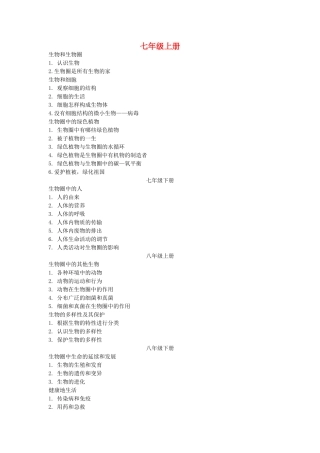 八年级生物下册 会考提纲 人教新课标版