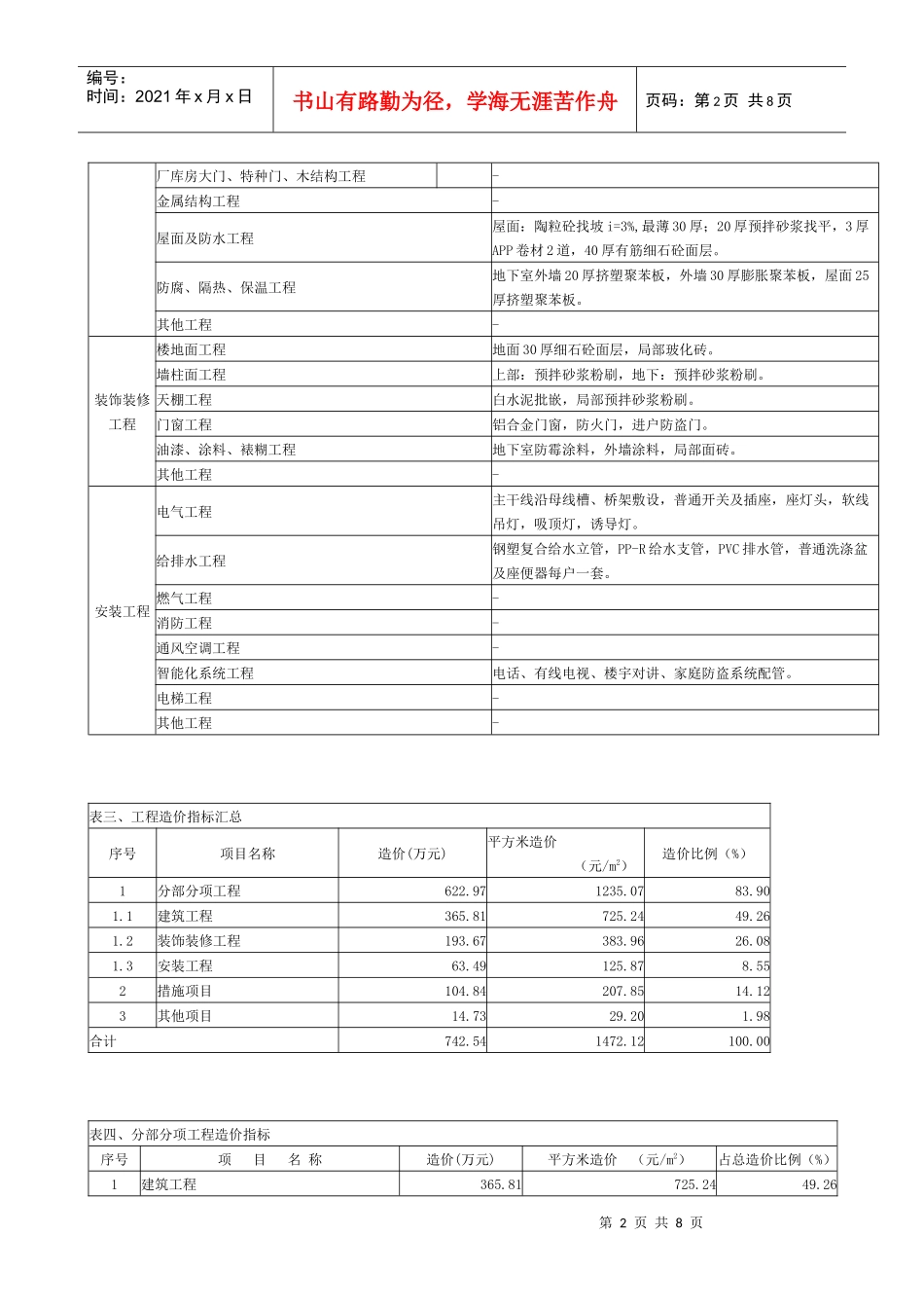 上海05年-07年某高层住宅造价指标分析案例_第2页