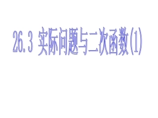 九年级数学 实际问题与二次函数(1) 
