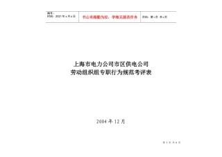 上海市电力公司市区供电公司劳动组织组专职行为规范考评表
