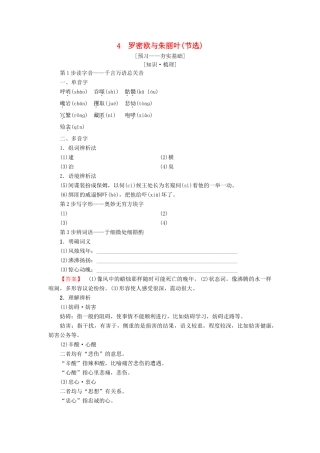 高中语文 第2单元 爱的生命乐章 4 罗密欧与朱丽叶（节选）教师用书 鲁人版必修5-鲁人版高二必修5语文教案