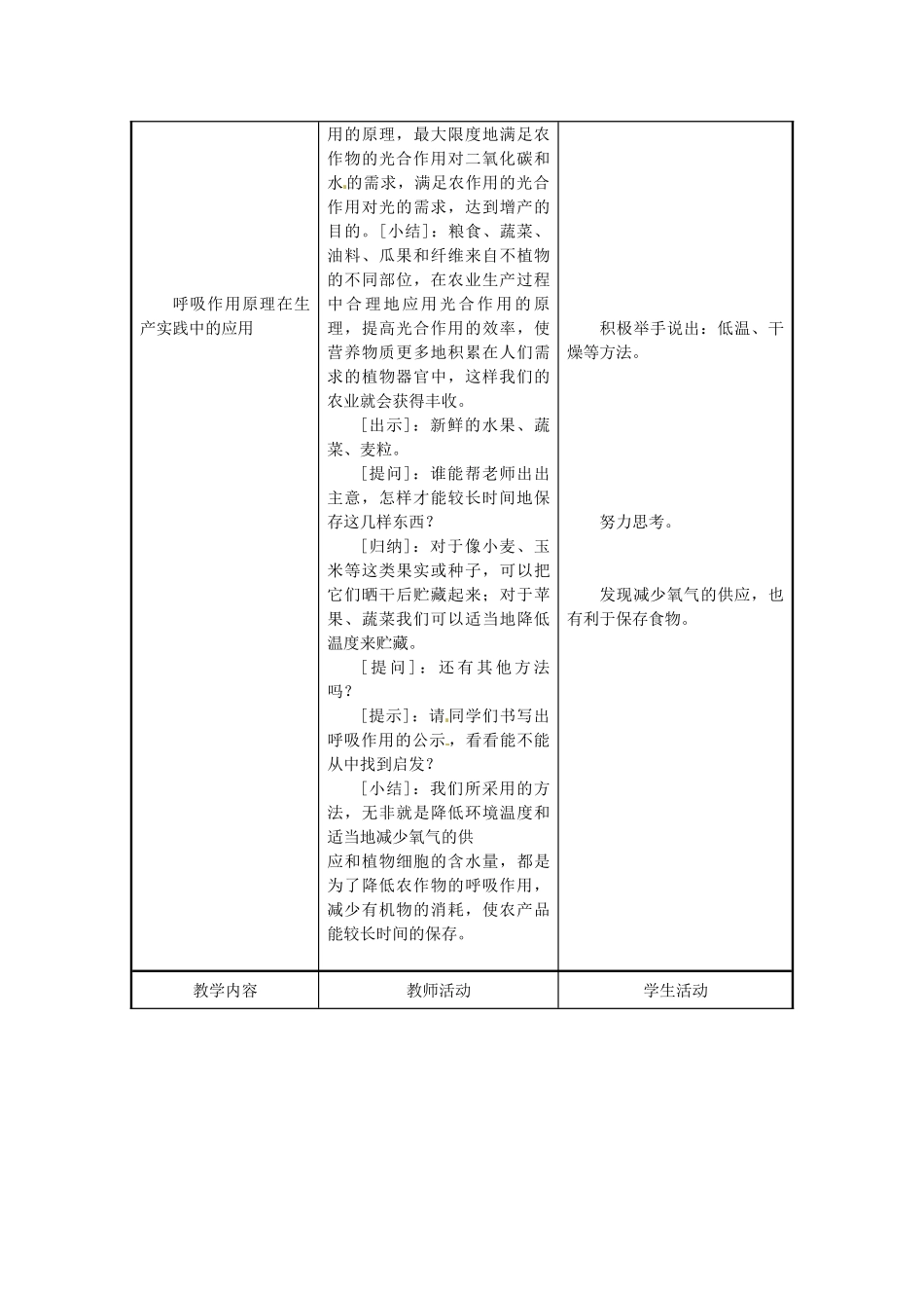江苏省东台市唐洋镇中学七年级生物上册《6.5 光合作用和呼吸作用原理的应用》教案 苏教版_第3页