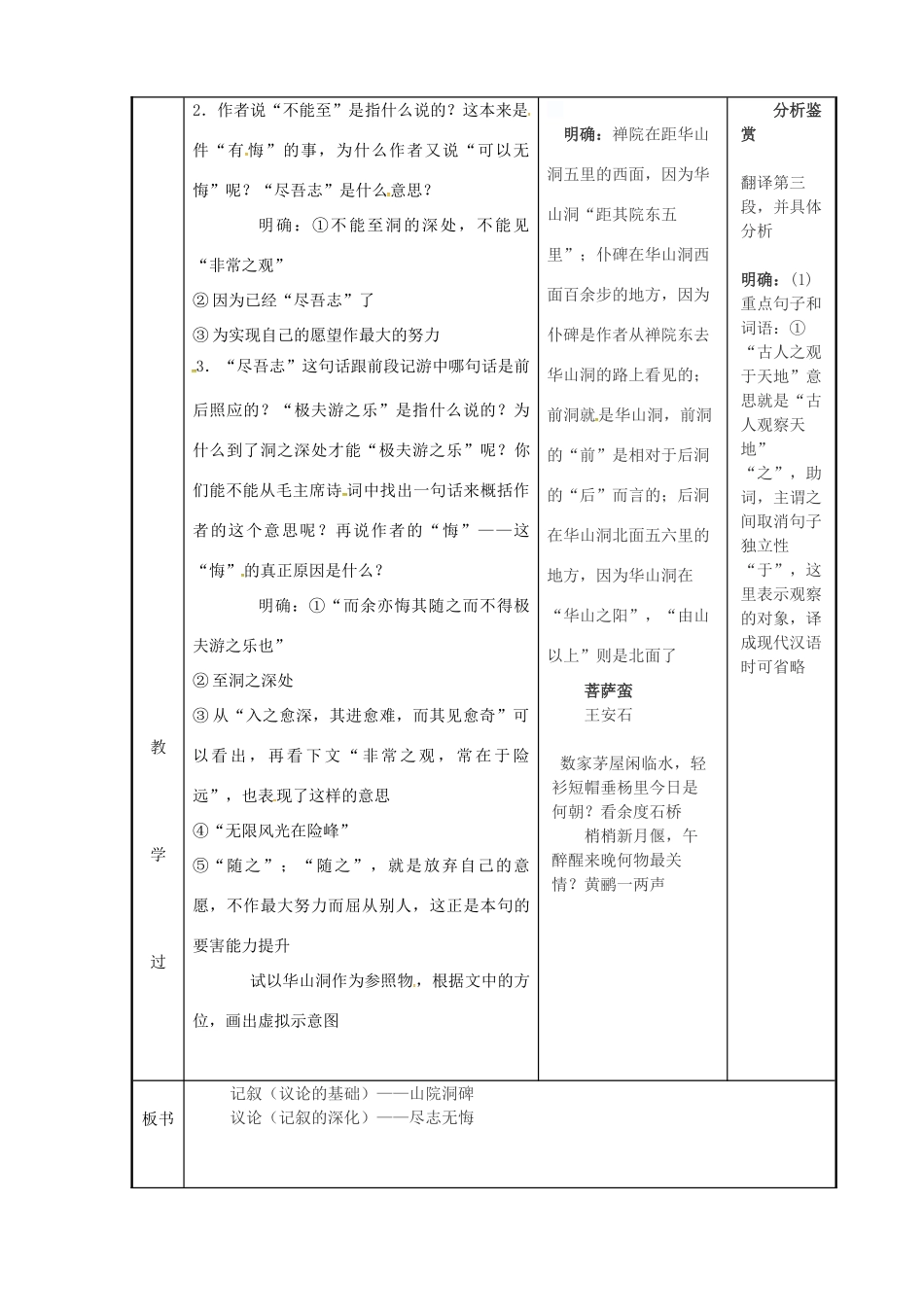 高中语文 游褒禅山记教案1 苏教版选修《唐宋八大家散文鉴赏》-苏教版高二选修语文教案_第3页