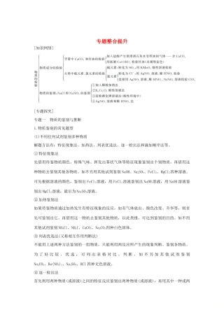 高中化学 专题3 物质的检验与鉴别 专题整合提升教案（选修6）-人教版高中选修6化学教案