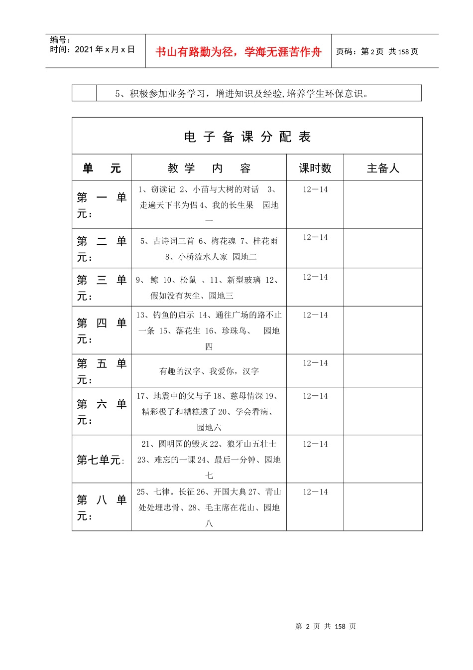 五年级上学期语文电子备课_第2页