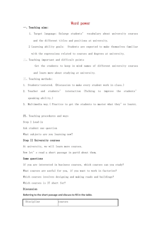 高中英语 Unit 4 The next step-Word power精品教案 牛津译林版选修11