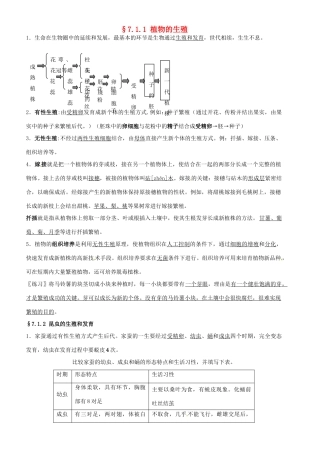 八年级生物下册 第六单元 生物的繁衍和发展教学设计 冀教版