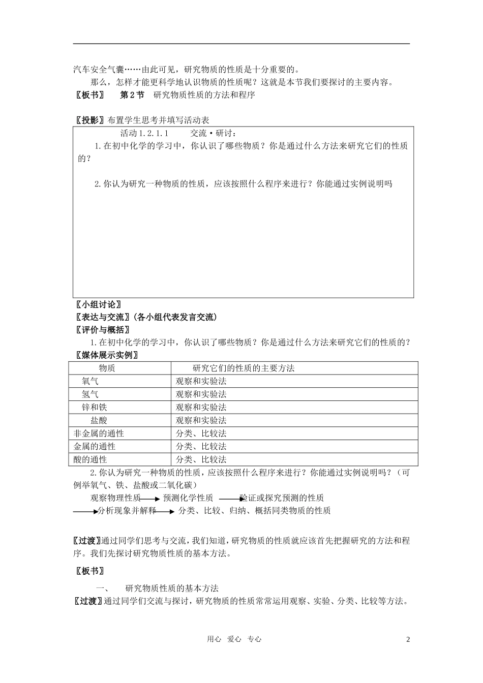 高中化学《研究物质性质的方法和程序》教案11 鲁科版必修1_第2页