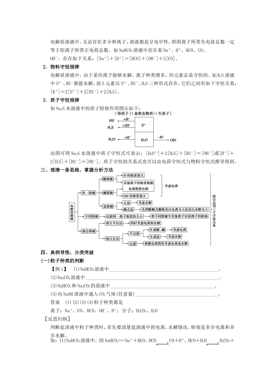 高中化学 第3章 第2节 弱电解质的电离 第4课时盐类水解离子浓度的大小比较教案 鲁科版选修4-鲁科版高二选修4化学教案_第2页