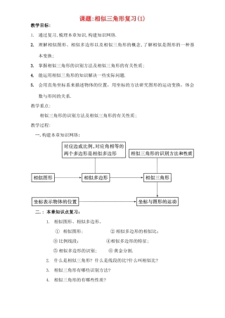 九年级数学 相似三角形复习教案1