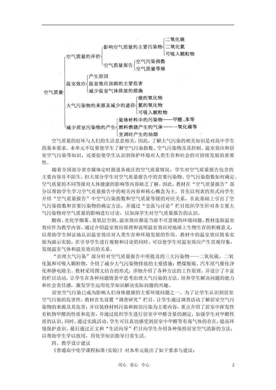 高中化学《空气质量的改善》教案3 苏教版选修1_第2页