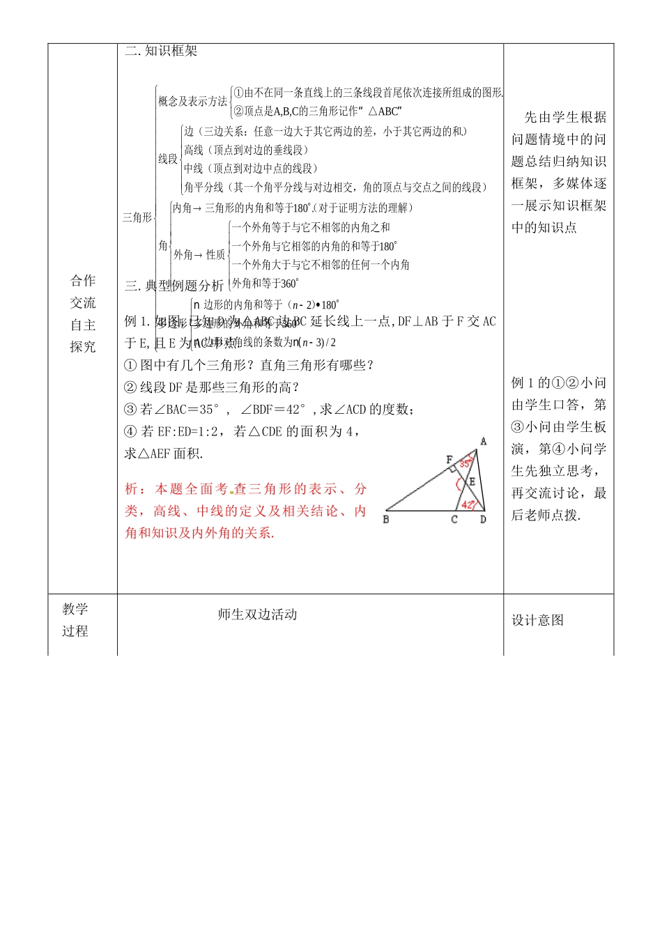 江苏省睢宁县新世纪中学七年级数学下册 《7.5三角形的内角和（5）》教案_第2页