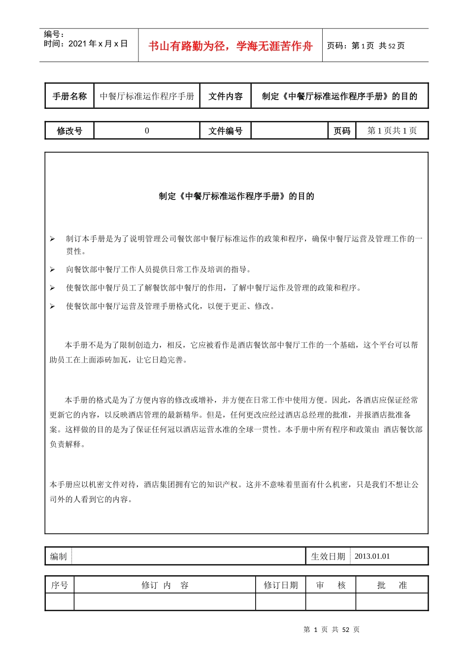 中餐厅标准运作程序手册餐饮部SOP_第1页