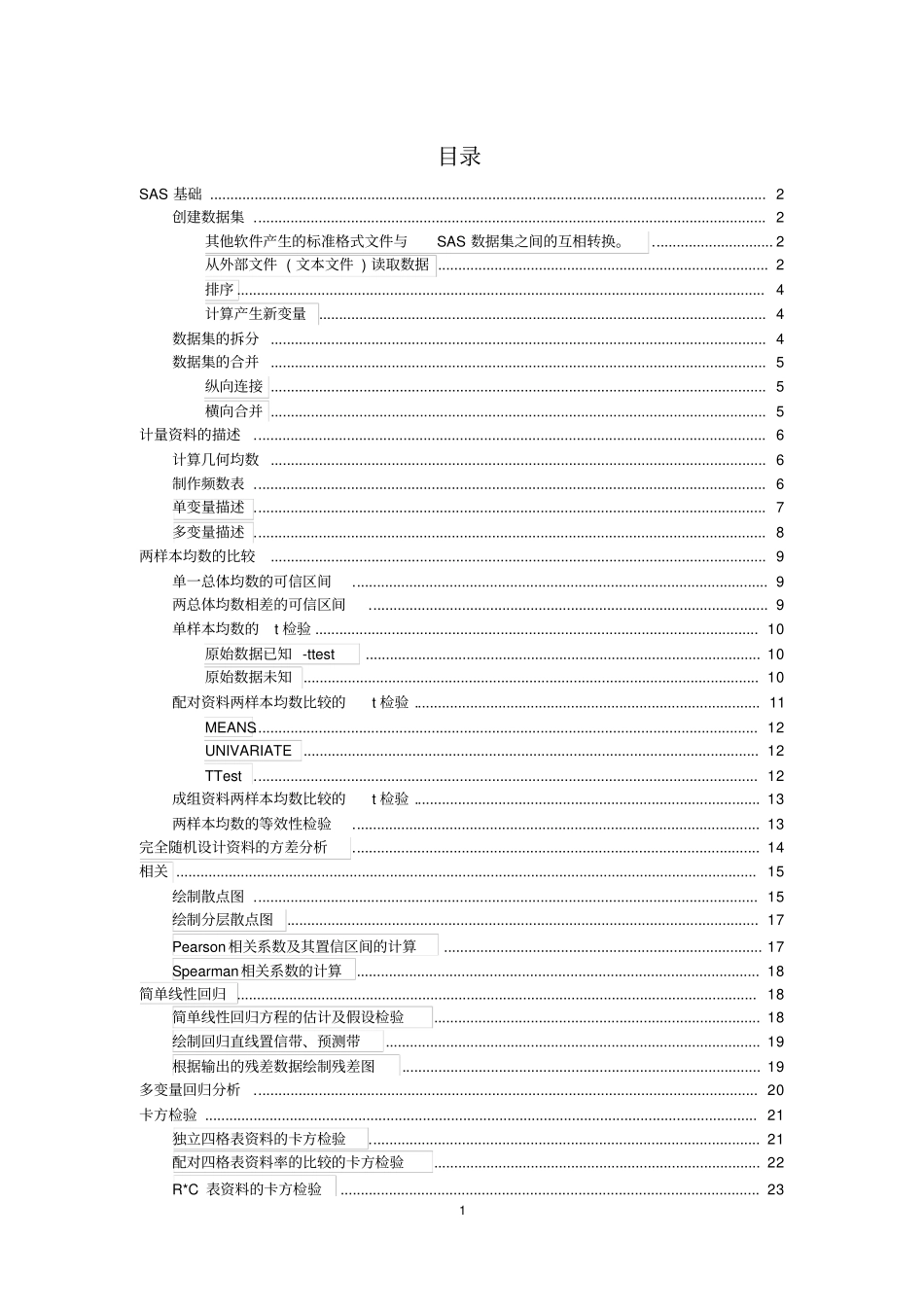 (完整版)SAS程序汇总_第1页