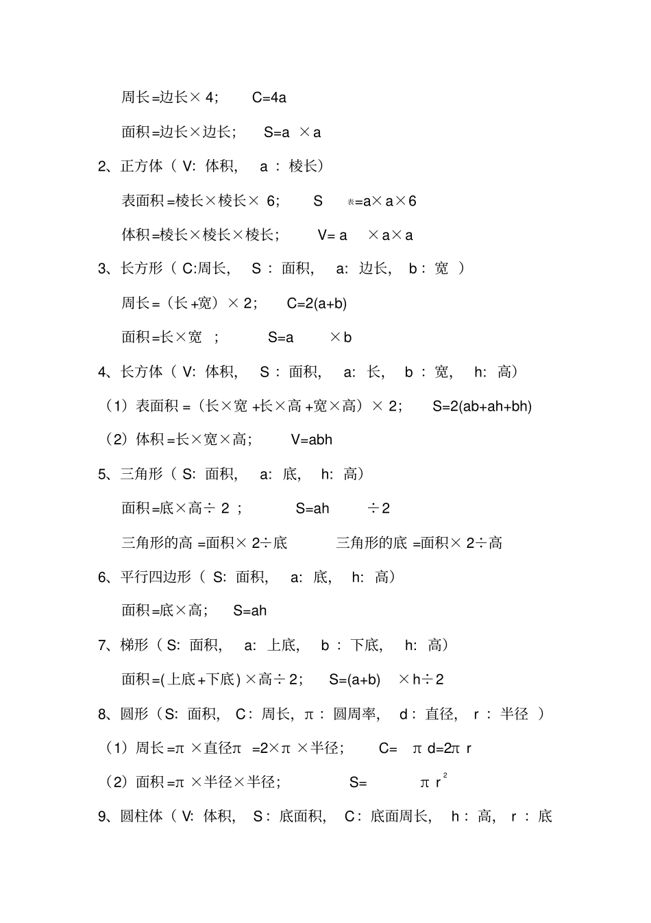 小学数学小升初总结复习资料_第2页