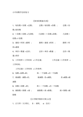 小学数学小升初总结复习资料