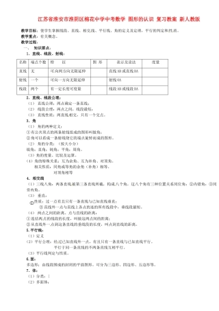 江苏省淮安市淮阴区棉花中学中考数学 图形的认识 复习教案 新人教版