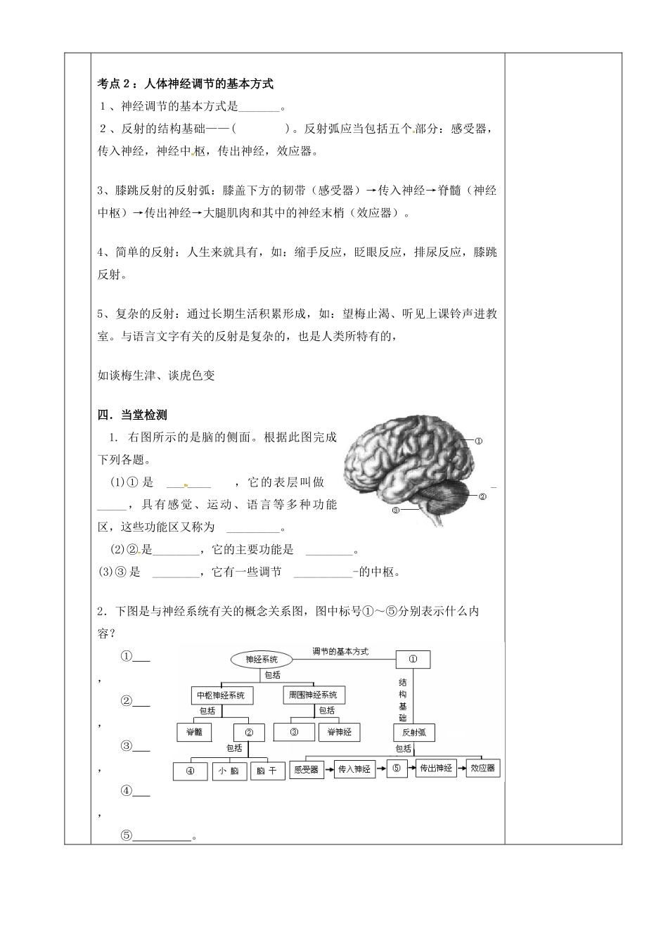 湖南省茶陵县世纪星实验学校八年级生物复习《第17讲   神经系统的组成》教案 人教新课标版_第2页