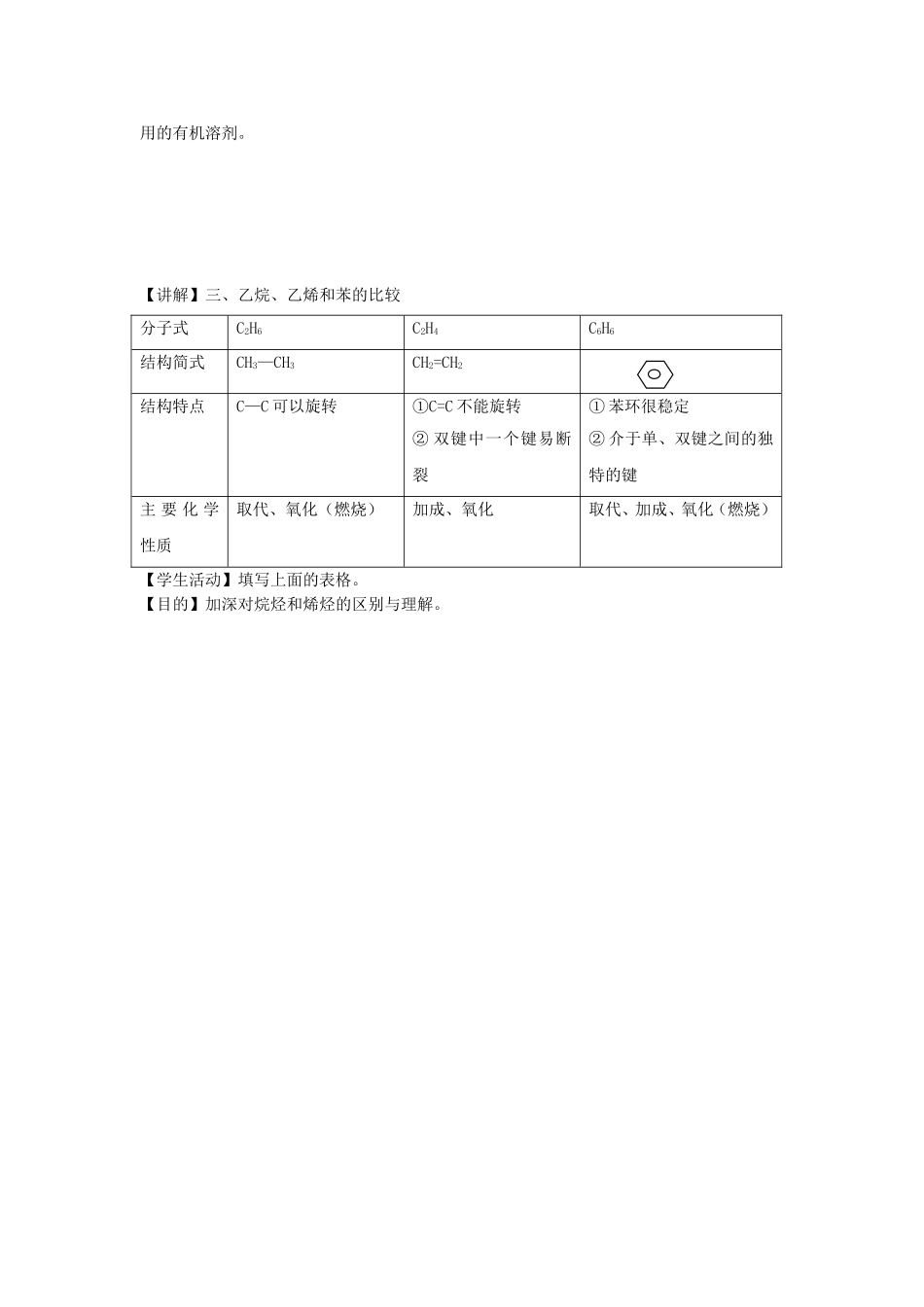 高中化学 3.2来自石油与煤的两种基本的化工原料-苯教案 新人教版必修2-新人教版高一必修2化学教案_第3页