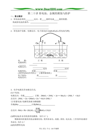 第二十讲 原电池、金属的腐蚀与防护