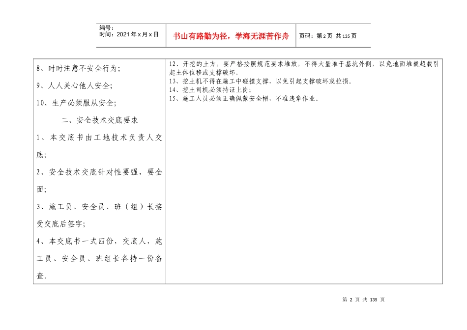 分部(分项)工程施工安全技术交底书-副本_第2页