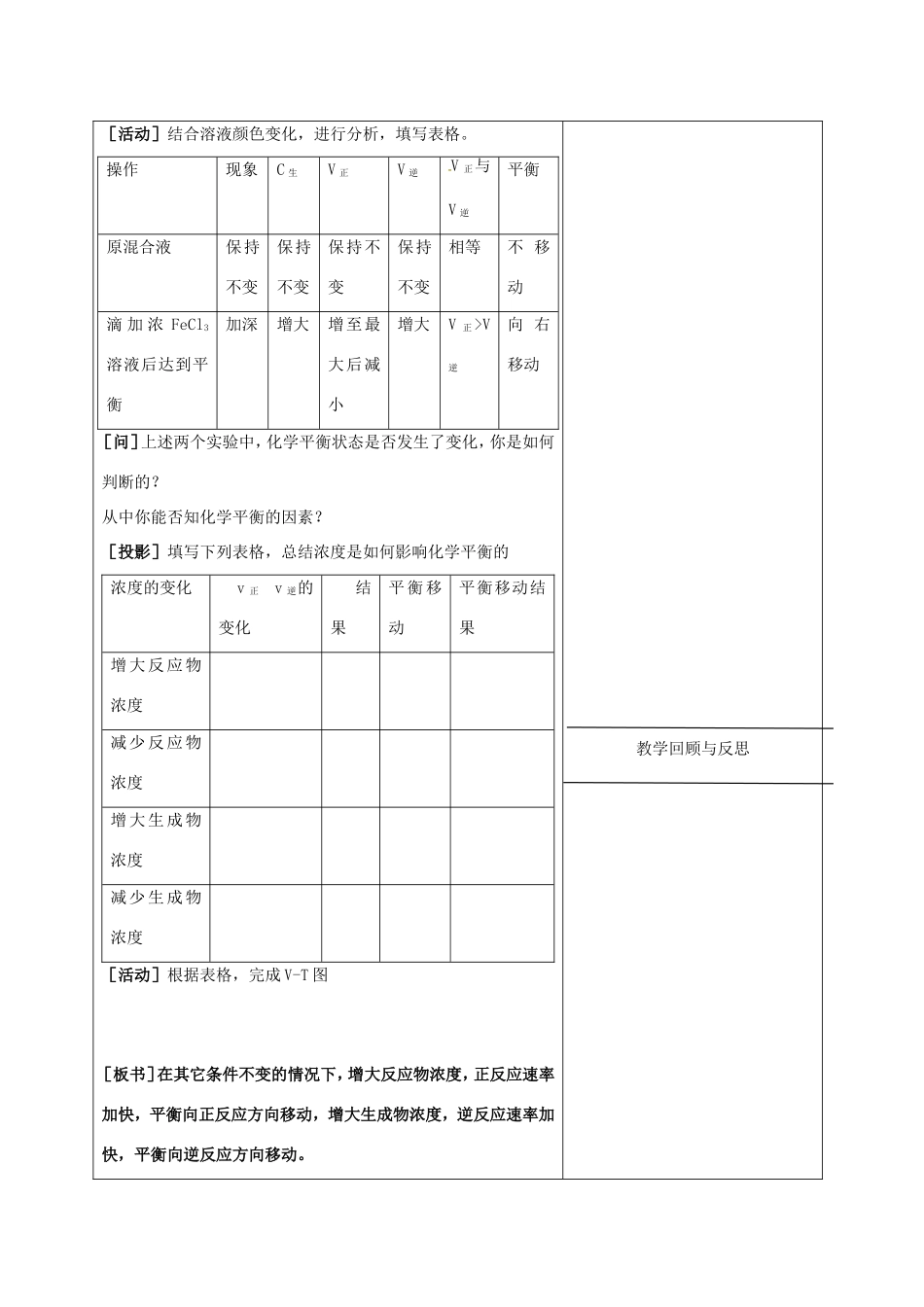 高中化学 2.3-影响化学平衡移动的因素（第1课时）教学设计 新人教版选修4-新人教版高二选修4化学教案_第2页