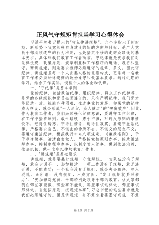 正风气守规矩肯担当学习心得体会