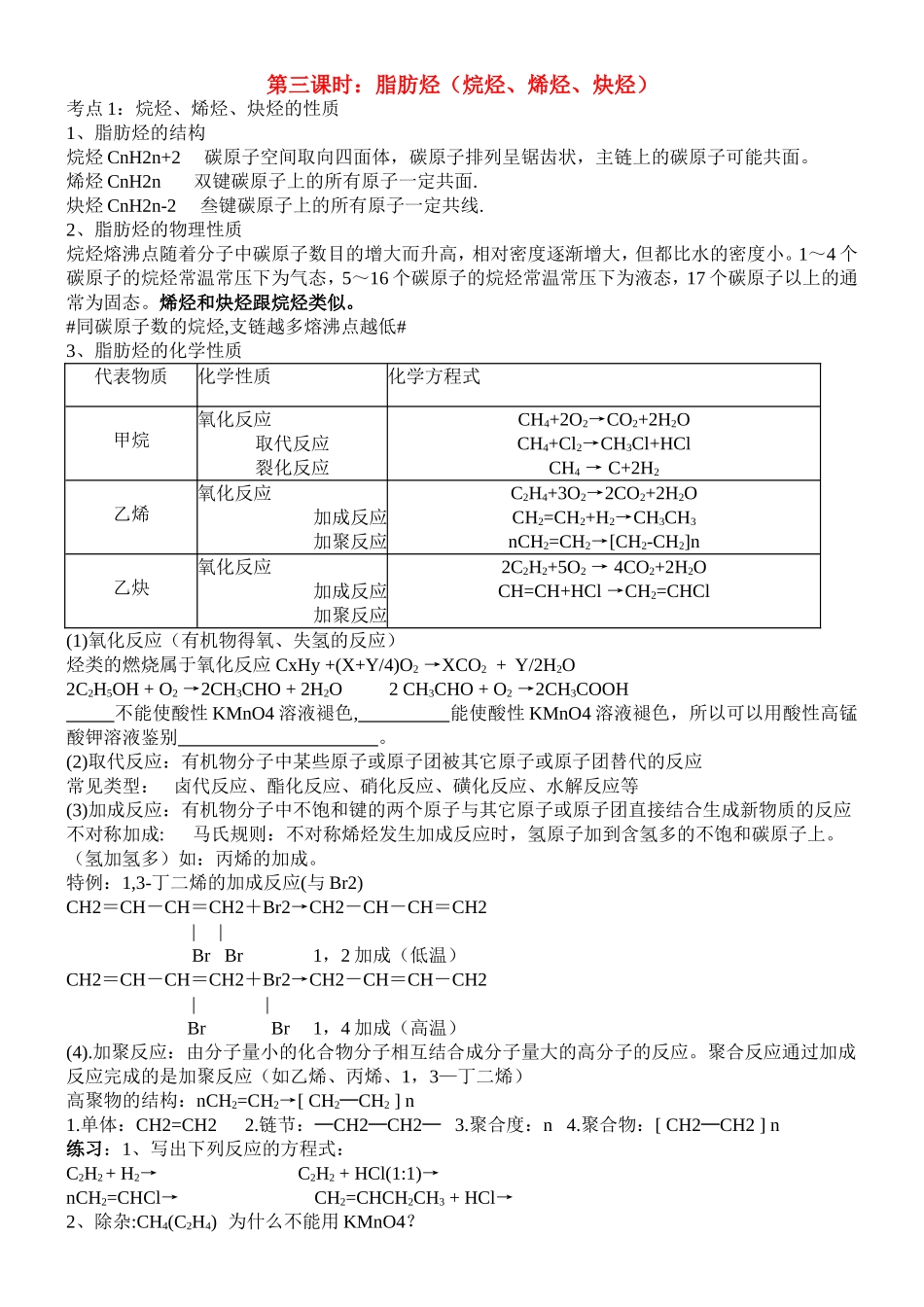 第三课时：脂肪烃_第1页