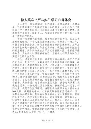 做人莫忘“严与实”学习心得体会