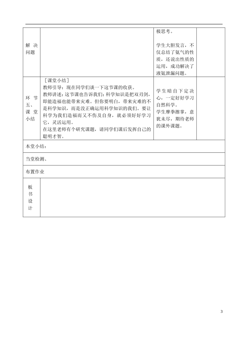 高中化学上学期《氨气的性质》教学设计-人教版高中全册化学教案_第3页