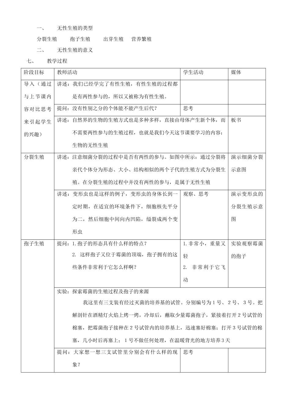 八年级生物上册 第十章 第二节 生物的无性生殖教案 北京课改版_第2页