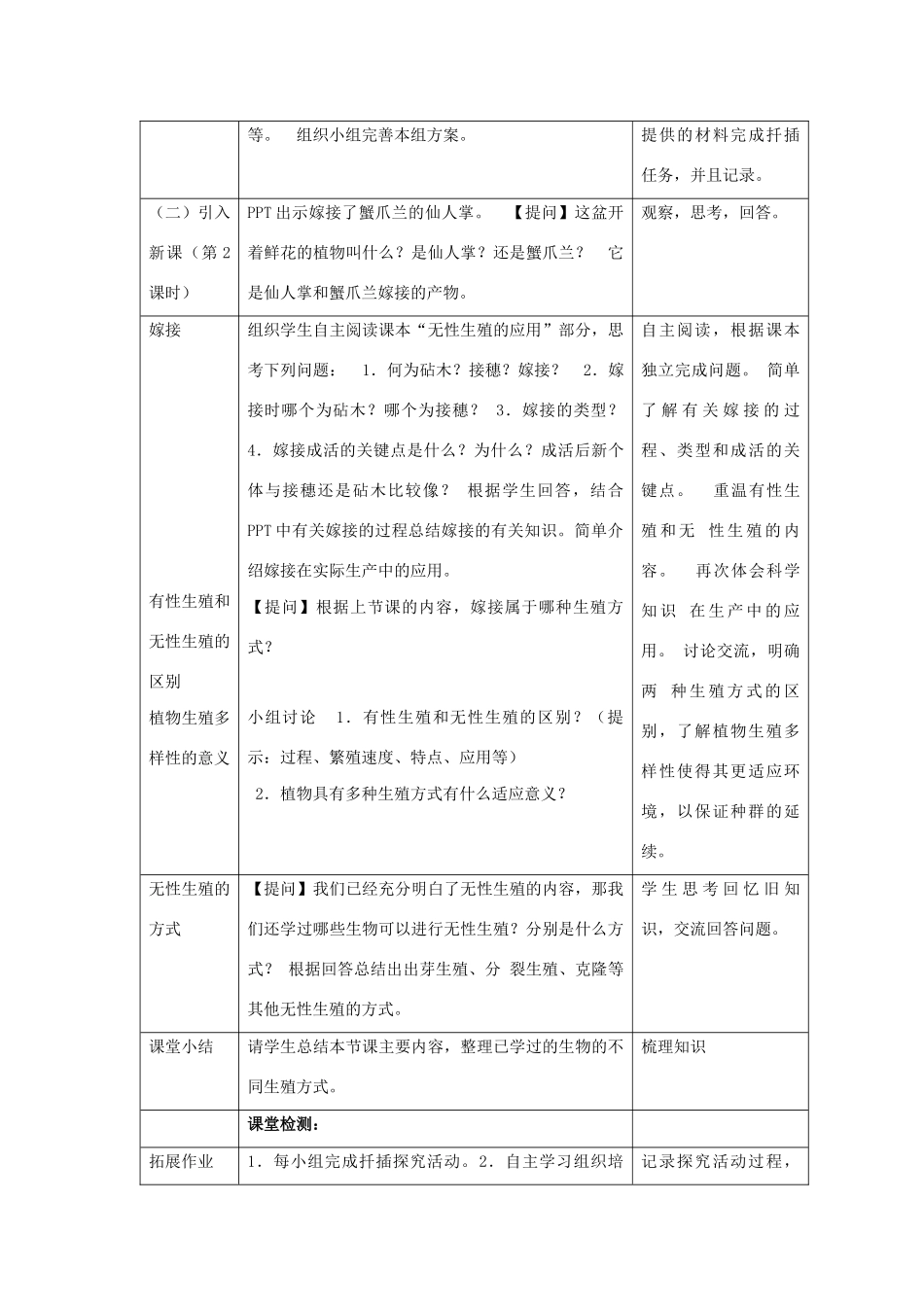 八年级生物下册 第七单元 生物圈中生命的延续和发展 第一章 生物的生殖和发育 第一节 植物的生殖教案 （新版）新人教版-（新版）新人教版初中八年级下册生物教案_第3页