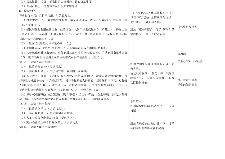 吉林省长春市第一零四中学八年级生物下册《用药和急救》教案 新人教版_第3页