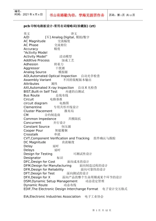 pcb印制电路板设计常用名词