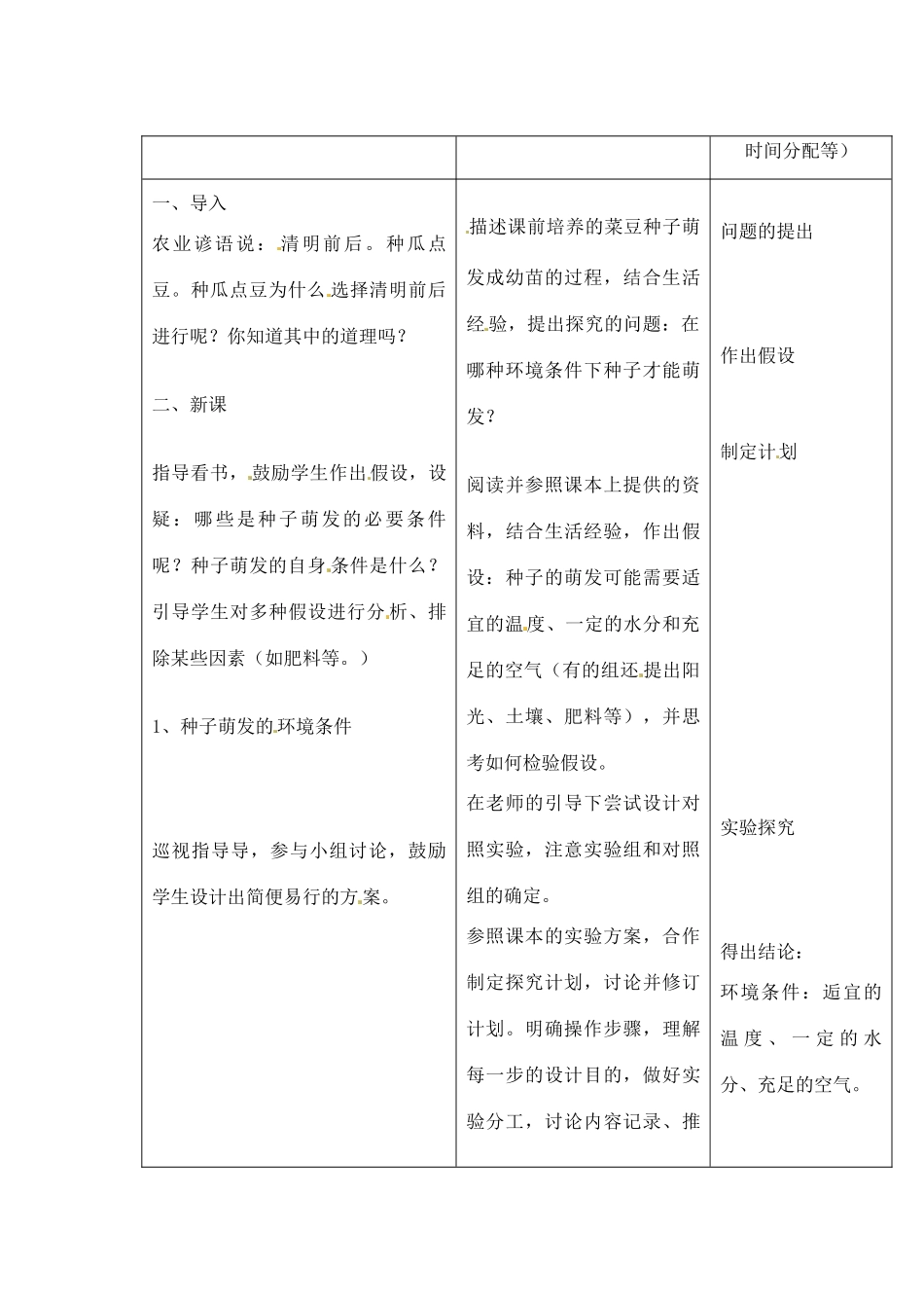 吉林省四平市第十七中学七年级生物上册 种子的萌发教案2 新人教版_第2页