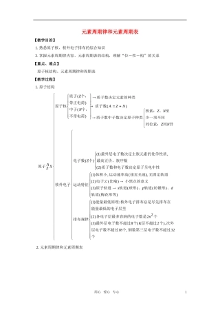 高中化学《元素周期律和元素周期表》教案5 鲁科版必修2