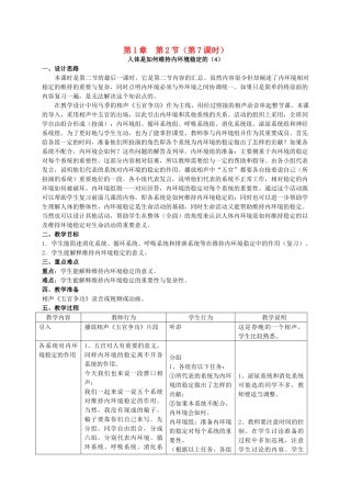 八年级生物上册 第1章 人体生命活动的基本条件 第2节 人体生命活动需要的环境条件（第7课时）同步教案 沪教版-沪教版初中八年级上册生物教案