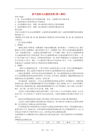 高中化学 1.2《原子结构与元素的性质》教案 新人教选修3