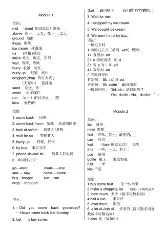 外研版小学英语五年级上册知识点梳理--说课讲解