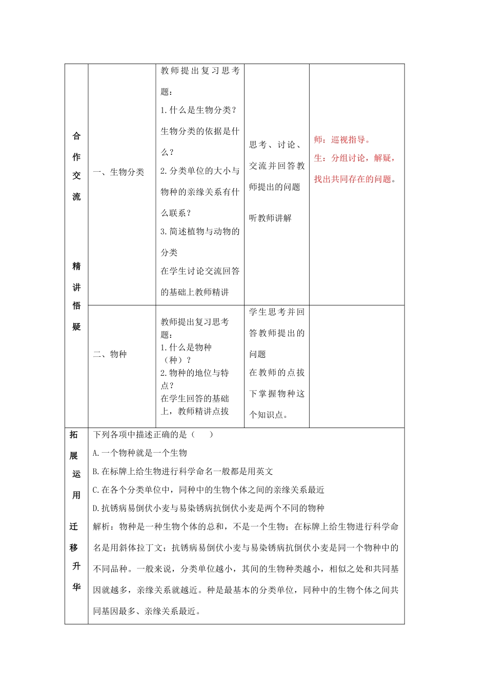 八年级生物上册 第六单元 第一章 根据生物的特征进行分类 根据生物的特征进行分类复习课教案 新人教版_第2页