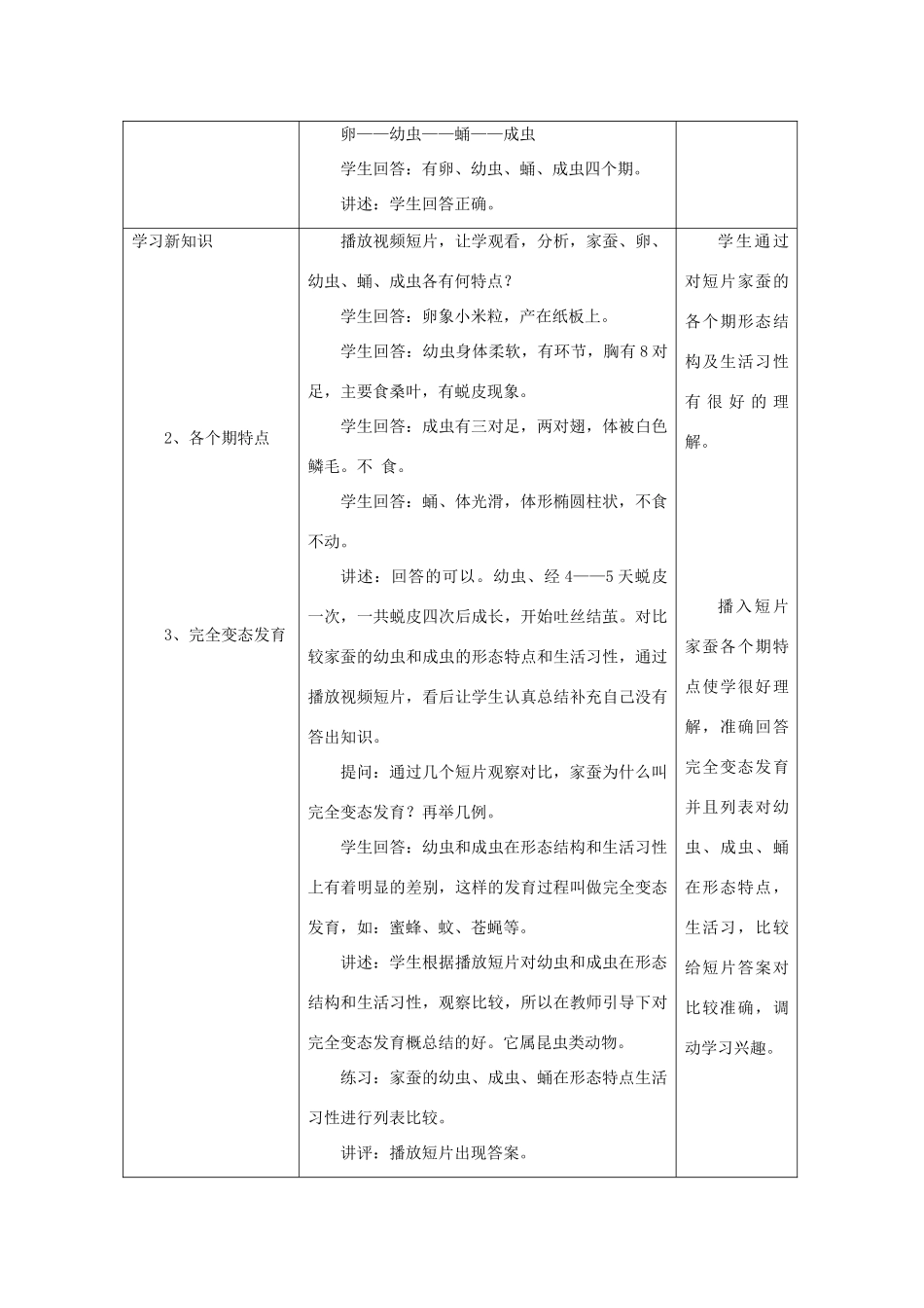 八年级生物上册 19.2 动物的发育 教案 苏科版_第3页